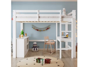Lit mezzanine 90x200 cm <strong>OKWISH</strong>  <strong></strong> coloris blanc