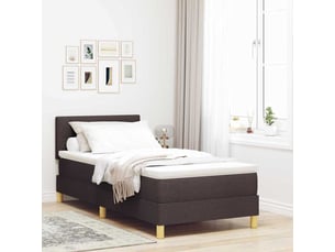 Lit adulte, lit simple, lit à ressorts avec coussin marron foncé 90x200cm tissu cf16811