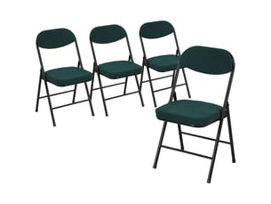 Lot de 4 chaises pliantes chaises de salle à manger portables avec assises et dossiers rembourrés en côtelé velours bleu