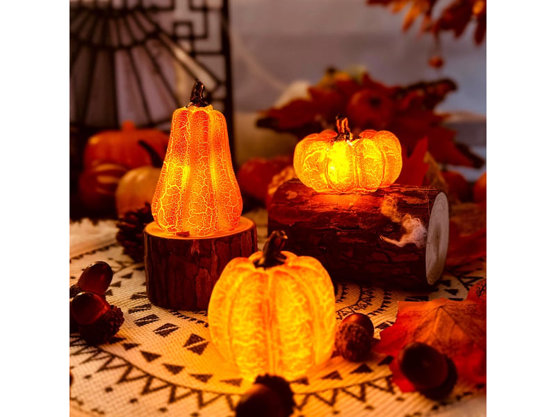  Lot de 3 guirlandes lumineuses citrouilles halloween à led, décoration d’automne  - Conforama C