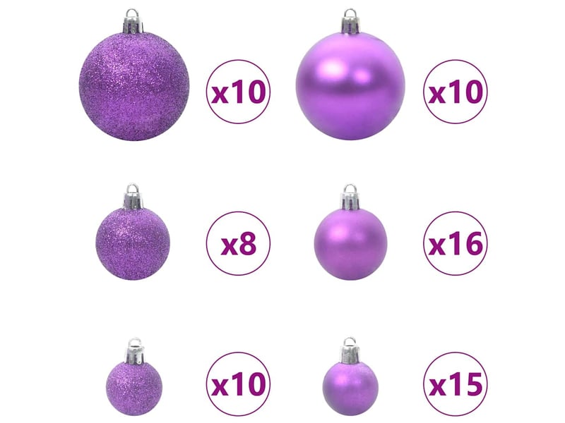  Ensemble de boules de noël 120 pcs 300 led blanc chaud ø 6 cm  - Conforama D