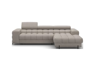 Canapé d'angle droit fixe MEUBLORAMA 3 places Polyester beige avec coffre de rangement