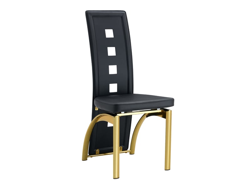  4 chaises de salle à manger 43x49x102,5 cm motif ajouré métal et polyuréthane noir et doré  - Conforama A