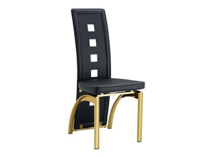 4 chaises de salle à manger 43x49x102,5 cm motif ajouré métal et polyuréthane noir et doré