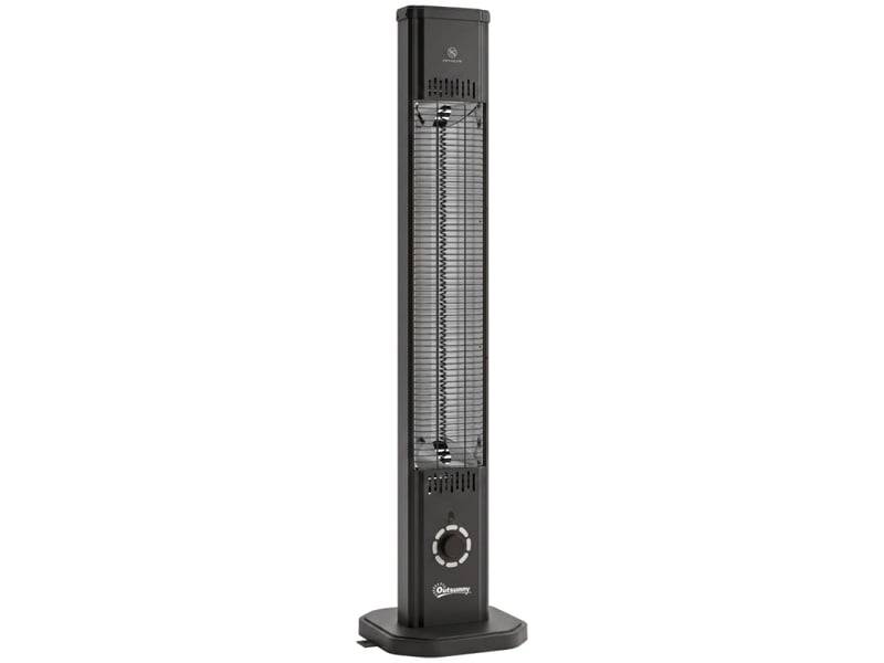  Chauffage infrarouge sur pied 2000 w, fibre de carbone, télécommande, 8 niveaux, minuterie, housse, anti-basculement, métal noir  - Conforama A
