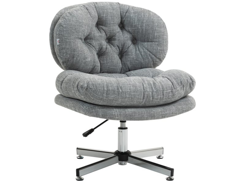  Chaise de bureau ergonomique inclinable, siège rembourré, tissu aspect lin gris, réglable en hauteur  - Conforama A