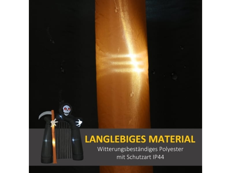 Arche halloween gonflable jardin 2,85 m avec faucheur led, décoration extérieure auto-gonflante pour ambiance effrayante - Conforama E