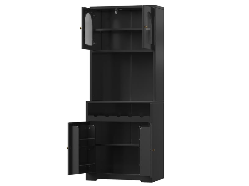  Lot de 2 buffets hauts led rgb portes en verre noir 140x38.3x180 cm  - Conforama B