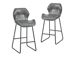 Lot de 2 tabourets de bar,48,5x47x91,5 cm,avec dossier,similicuir,gris