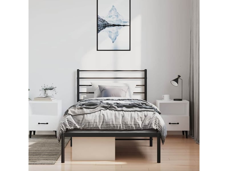  Lit simple- lit adulte -  cadre de lit métal sans matelas avec tête de lit noir 100x200cm  - Conforama B