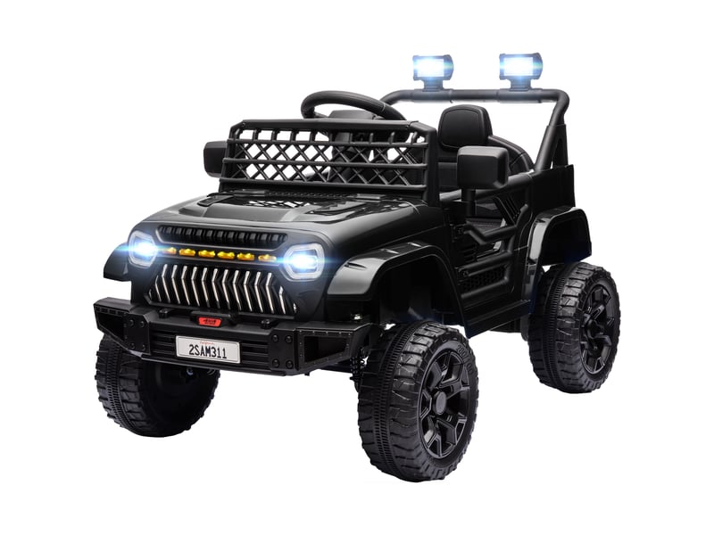  Voiture électrique pour enfants avec batterie 12v, télécommande, vitesse réglable, port usb, phares, klaxon, noire  - Conforama B