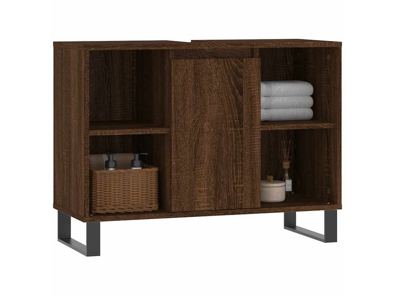  Meuble salle de bain rangement, commode chêne marron 80x33x60cm bois d'ingénierie shl7418  - Conforama C