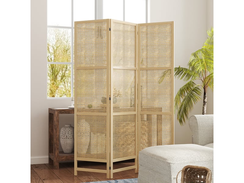  Paravent 3 panneaux pliable 135 x 180 cm naturel homvra  - Conforama B