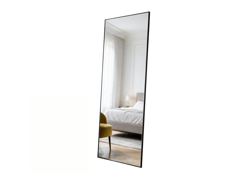  Miroir sur pied 150x40 cm, miroir pleine longueur,miroir mural moderne ,cadre en aluminium,verre trempé hd,rectangulaire,noir  - Conforama A