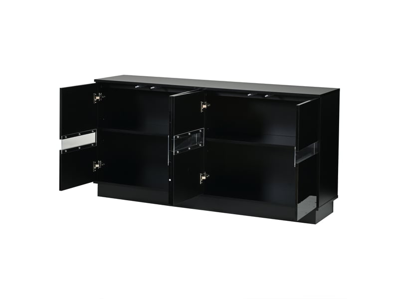 Buffet 4 porte(s) 0 tiroir(s) - 140 cm noir brillant mdf - Conforama E