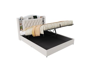 Lit coffre 140x190 cm coloris beige