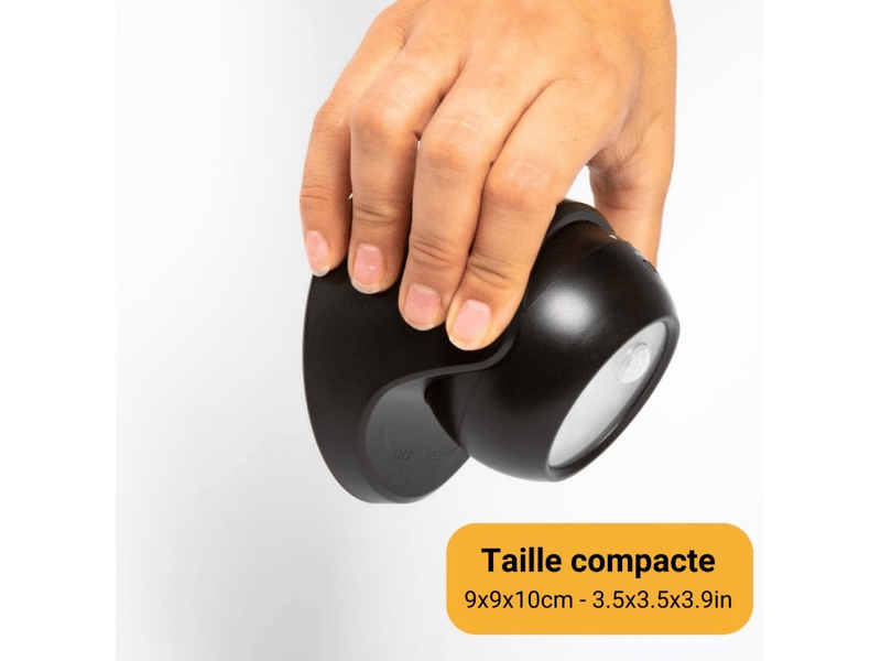 Spots led, spot led sans fil, 150 lumens, globe amovible, rotation et inclinaison à 360 degrés, fonctionne sur batterie, noir - réf. Szpb565663jjzj - Conforama D
