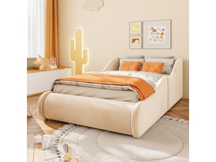 Lit simple 90x200 cm <strong>STILVORA</strong>  <strong></strong> coloris beige