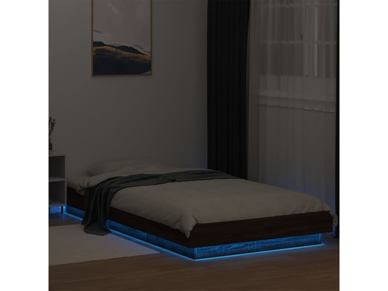 Lit simple- lit adulte - cadre de lit avec lumières led sans matelas 100x200 cm - Conforama C
