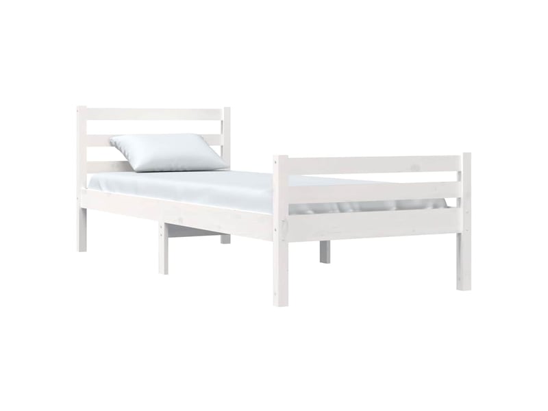  Lit simple- lit adulte -  cadre de lit sans matelas blanc bois massif 100x200 cm  - Conforama B