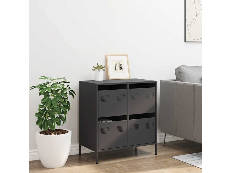  Buffet - bahut - meuble de rangement noir 68x39x73,5 cm acier laminé à froid  - Conforama C