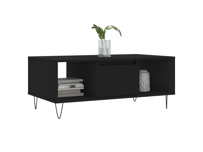  Table basse | table de salon noir 90x50x36,5 cm bois d'ingénierie shl7972  - Conforama C