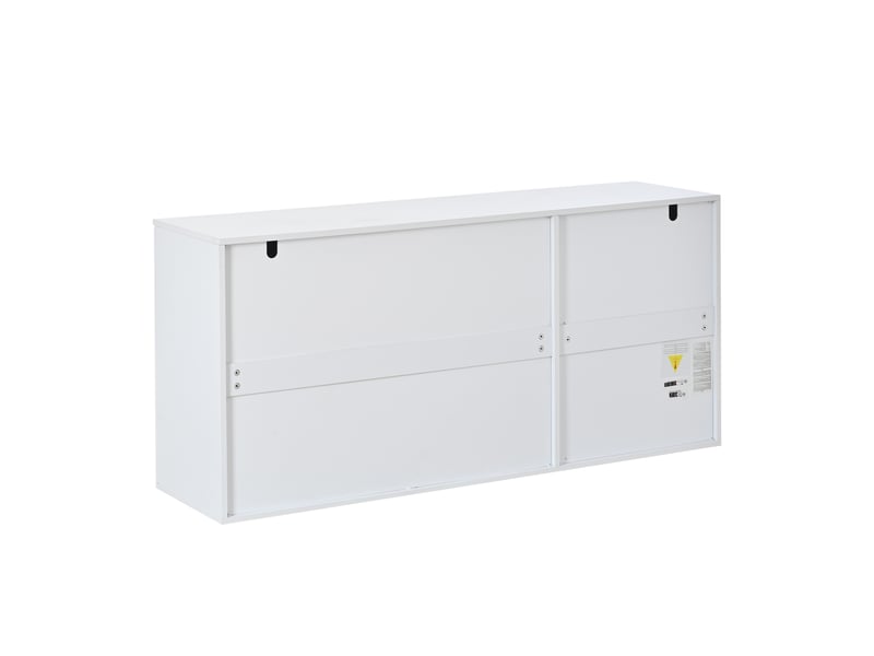  Buffet de salon 150x40x70 cm, armoires de rangement avec portes à led, armoire de salon brillante à trois portes, blanc, aggloméré  - Conforama C