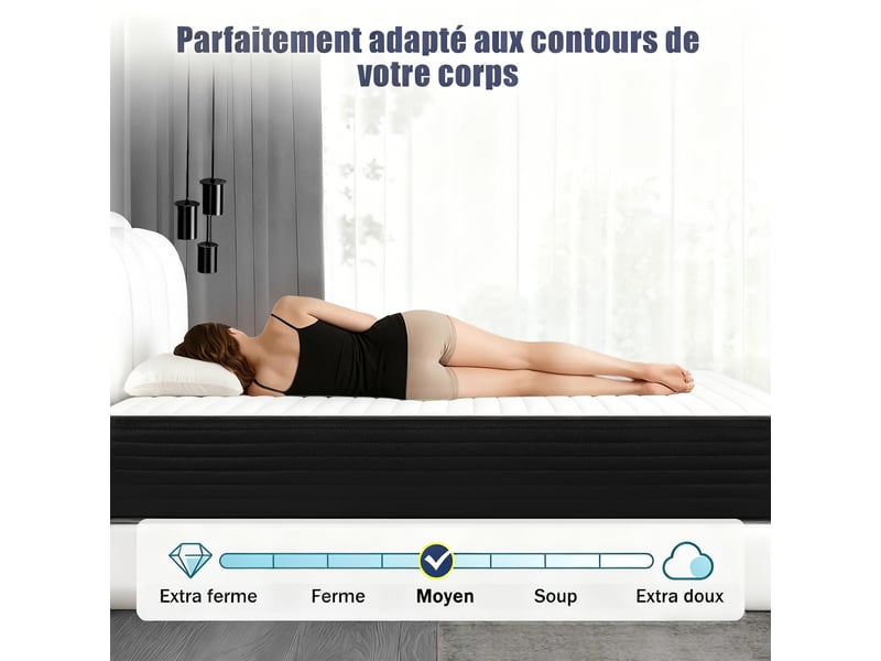  Matelas 140x190 cm  - épaisseur 21 cm - matelas mousse zones de confort mousse adaptative luxueux - Conforama D