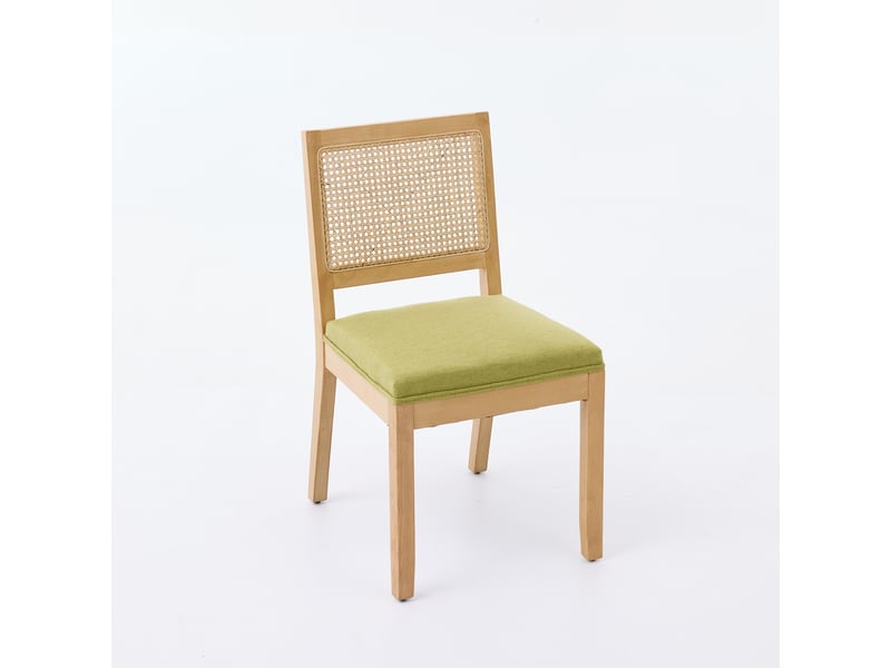  Lot de 2 chaises de salle à manger en lin vert olive, structure en hévéa W3223P503925 - Conforama A