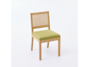 Lot de 2 chaises de salle à manger en lin vert olive, structure en hévéa