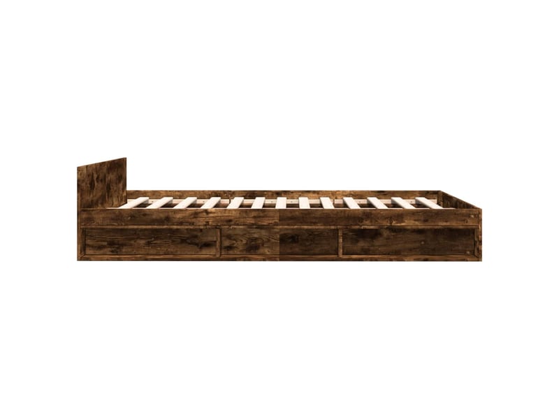  Lit double- lit adulte -  cadre de lit avec tiroirs sans matelas chêne fumé 120x190 cm  - Conforama D