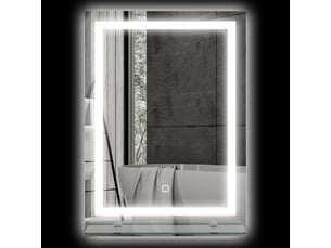 Miroir lumineux led mural de salle de bain avec étagère intégrée 3 couleurs luminosité réglable interrupteur tactile