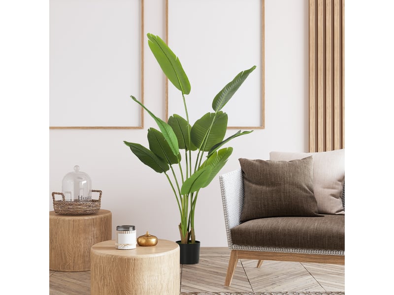 Plante artificielle intérieure 160 cm, arbre artificiel avec pot en plastique et terreau floqué, vert  - Conforama D