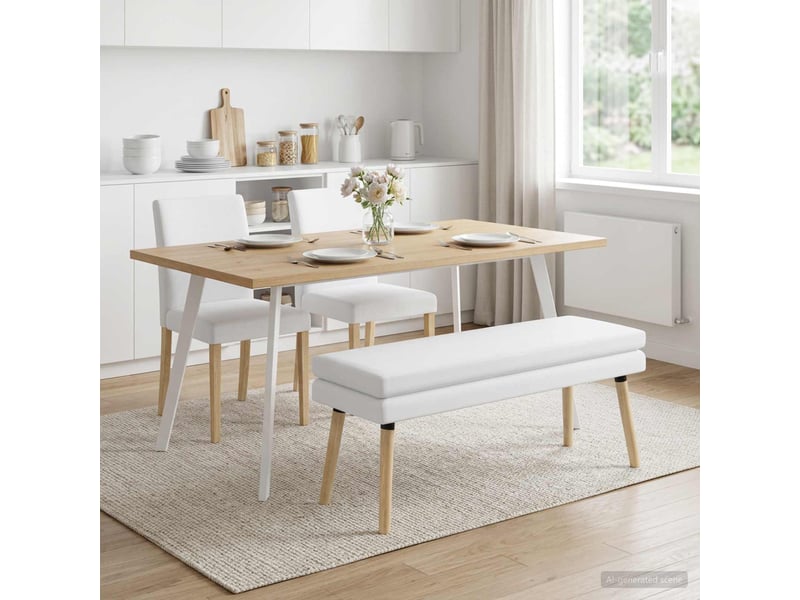  Banc d'entrée, banc à double couche blanc 110x40x47 cm tissu  - Conforama D