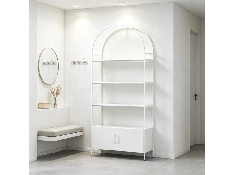  Bibliothèque 4 niveaux avec meuble bas 2 portes blanc 80 x 30 x 187 cm T5828P566548 - Conforama B