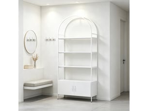 Bibliothèque 4 niveaux avec meuble bas 2 portes blanc 80 x 30 x 187 cm