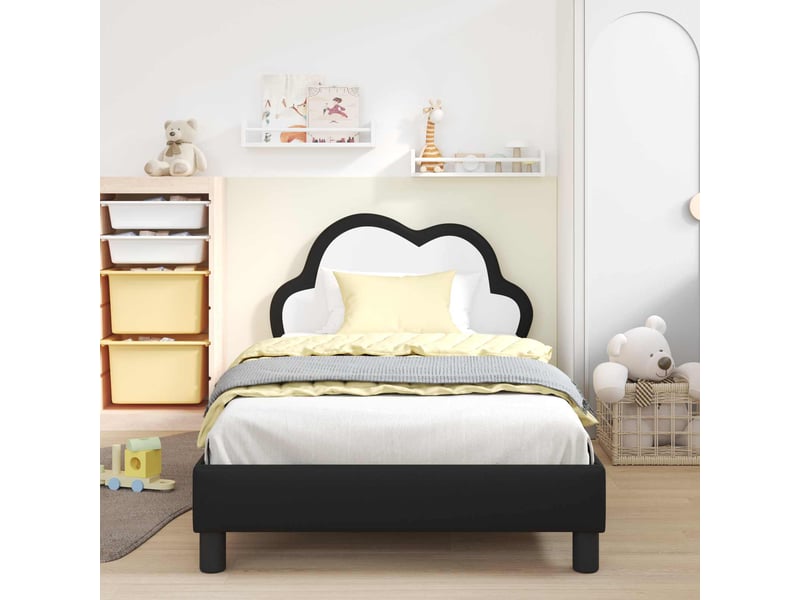  Cadre de lit pour enfants - lit jeune avec tête de lit noir 80 x 200 cm pu  - Conforama C