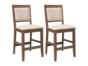 Lot de 2 tabouret de bar avec coussins en bois massif marron et caoutchouc shl3991