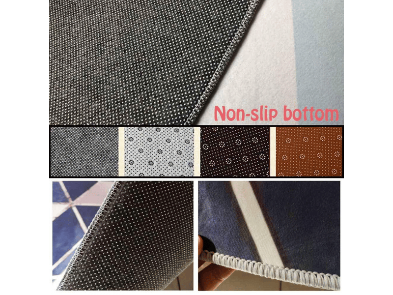  Tapis rond lavable en machine, style géométrique simple intérieur anti slip chambre à coucher salon tapis d'entrée absorbant antidérapant (120cm)  - Conforama E