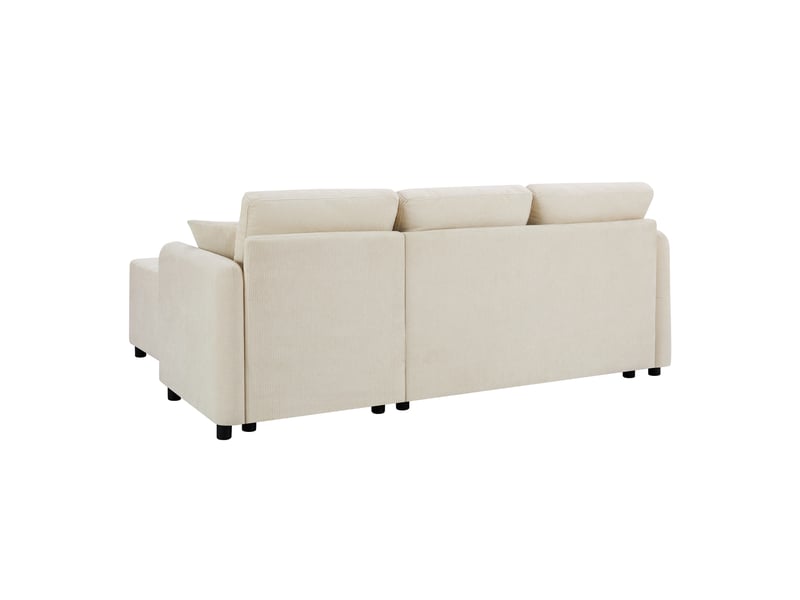 Canapé d'angle en l 3 places 188 cm en chenille beige clair, méridienne 144 cm et 2 coussins Fay Lum - Conforama D