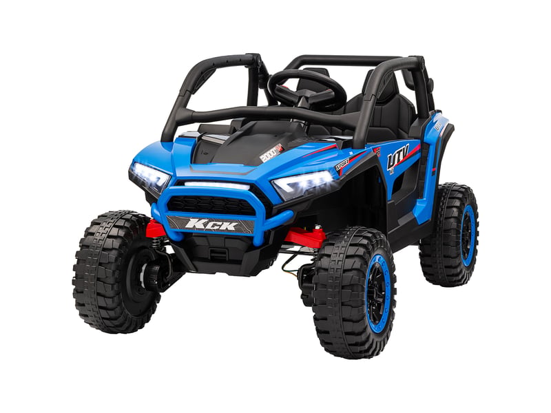  Voiture électrique pour enfants de 3 à 8 ans, 24 v, avec conduite manuelle et télécommande, vitesse 5-7 kmh, bleue  - Conforama B