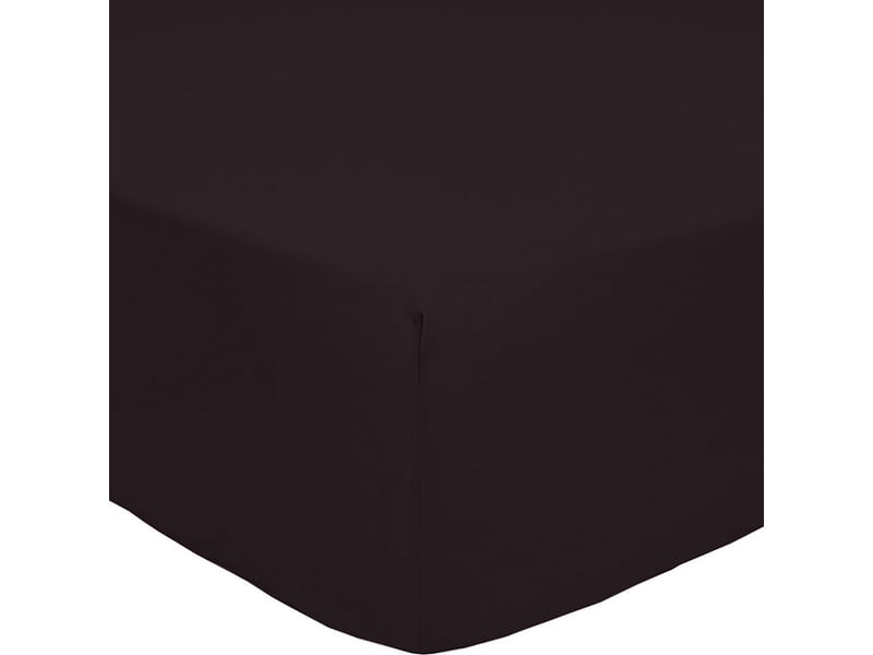  Drap housse 140x190+30 cm percale de coton noir clair PD25589 - Conforama A