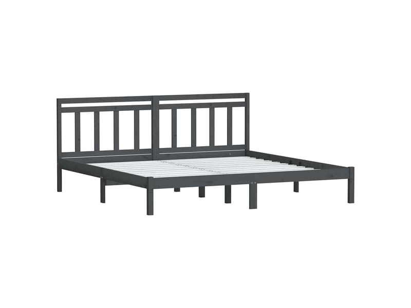 Lit double- lit adulte - cadre de lit sans matelas gris bois massif 200x200 cm - Conforama B
