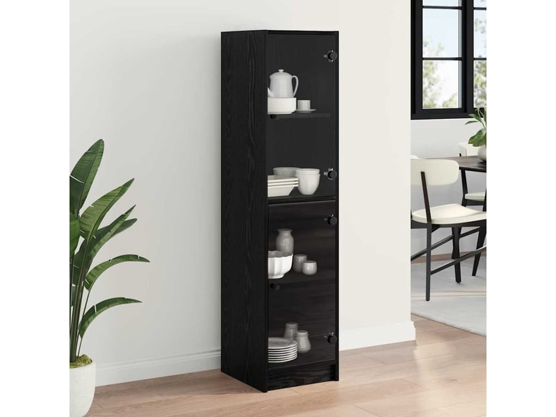  Buffet - haut armoire chêne noir 35 x 37 x 142 cm bois d'ingénierie  - Conforama D