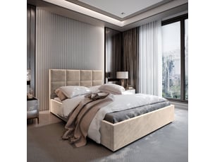 Lit coffre 180x200 cm <strong>MASSENO</strong> <strong></strong> coloris beige