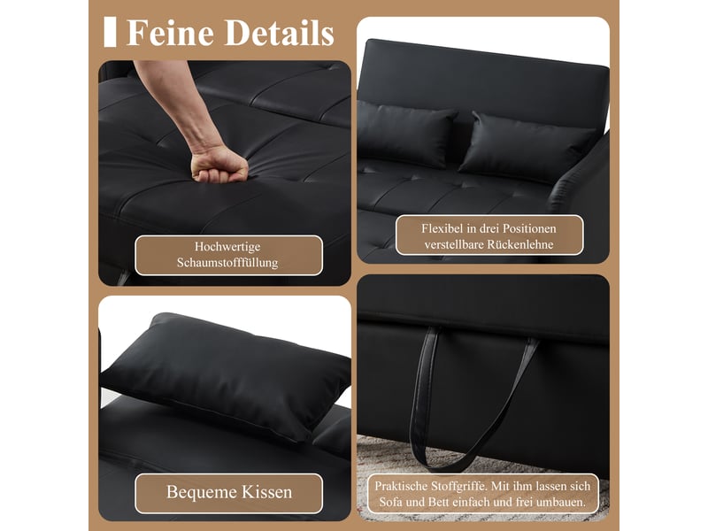 Canapé convertible, canapé-lit, 2 places, dossier réglable 3 positions, mobilier pour espace de vie, pour salon et séjour  - Conforama E