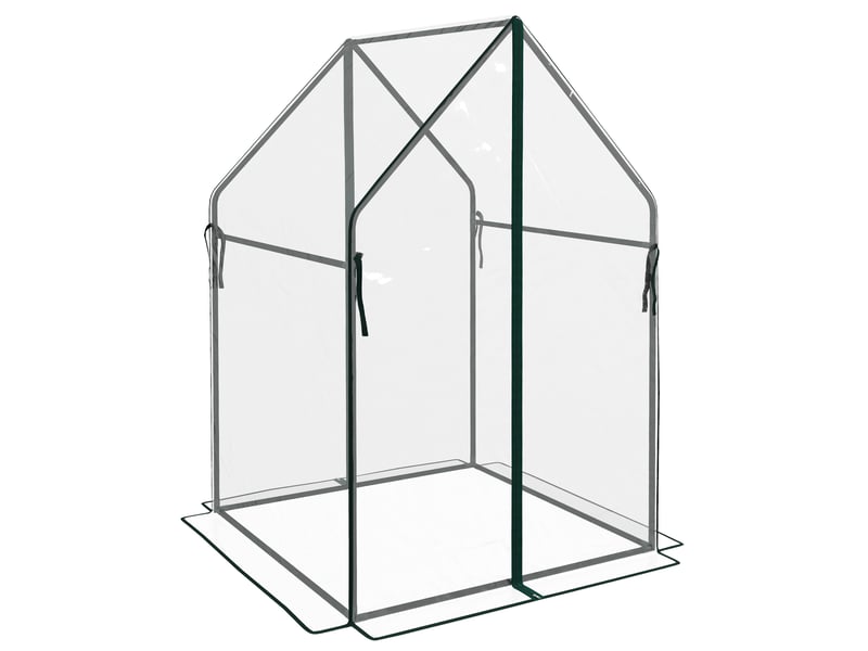  Serre de terrasse avec 2 portes zippées, protection uv, pour la culture de plantes et de fleurs, 90 x 90 x 145 cm, transparente  - Conforama B