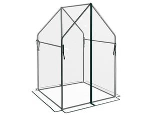Serre de terrasse avec 2 portes zippées, protection uv, pour la culture de plantes et de fleurs, 90 x 90 x 145 cm, transparente