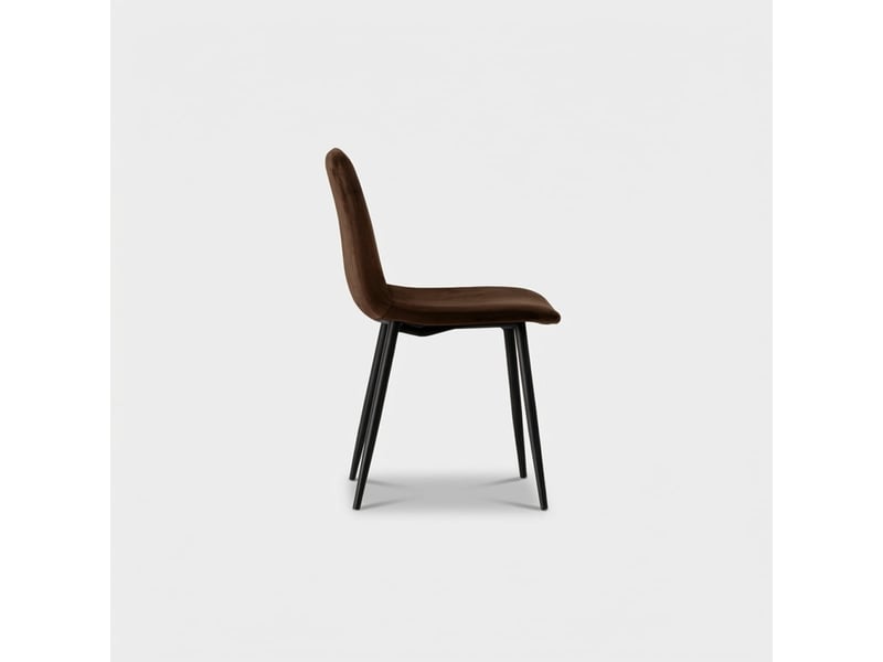 Lot de 4 chaises design en similicuir et métal pour salle à manger tia - marron - Conforama D