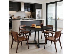 Table à manger carrée en mdf et métal noir 80x80x75 cm